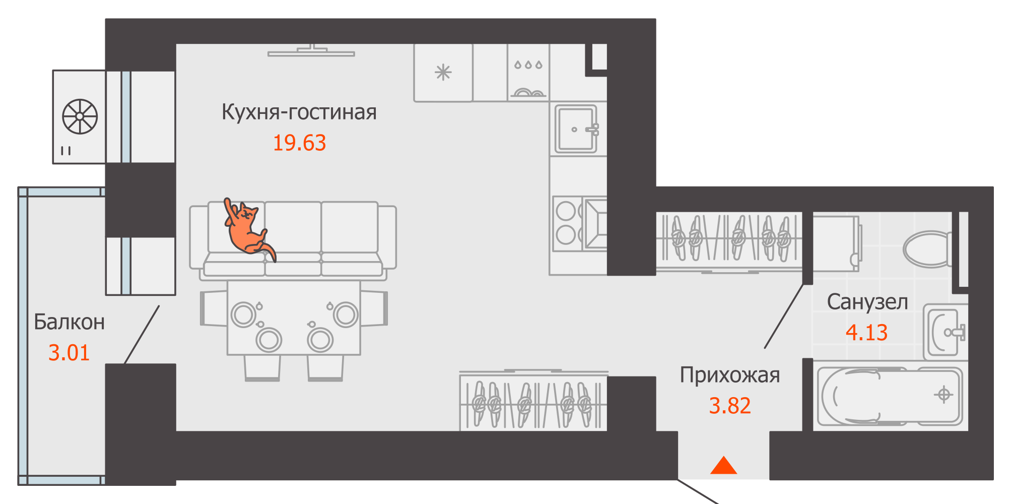 28.48 м², Студия
4 847 296 ₽
3 кв. 2028